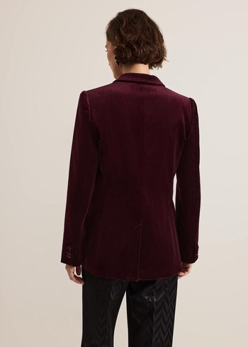 Phase Eight Bridie Wine Velvet Jackets Burgundy USA | 2475836-AB